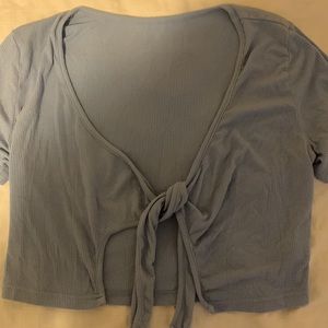Blue tie up crop top